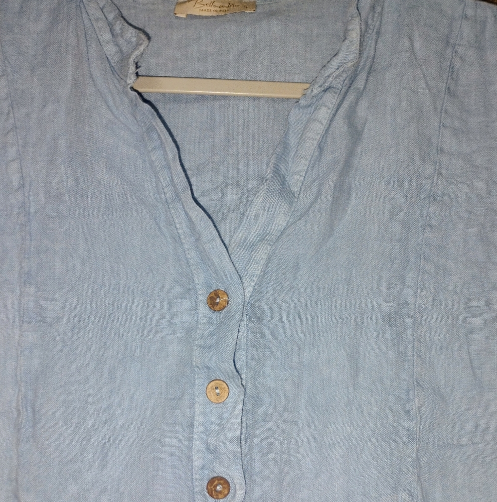 Bellambia 100% Linen Mini Dress Tiered Ruffle Dress Size Small - Picture 4 of 8